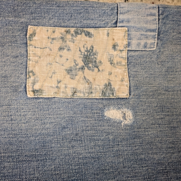 LRL Ralph Lauren Patchwork Straight Wide Leg Jeans Size 10 Vintage Distressed - Picture 15 of 16